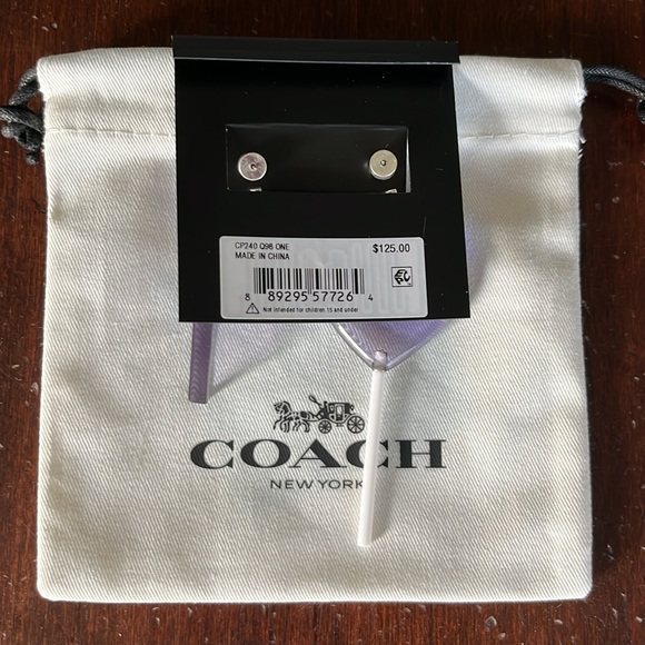 Coach Heart Lollipop And Whistle Mismatch Earrings Purple NWT - Picture 6 of 7